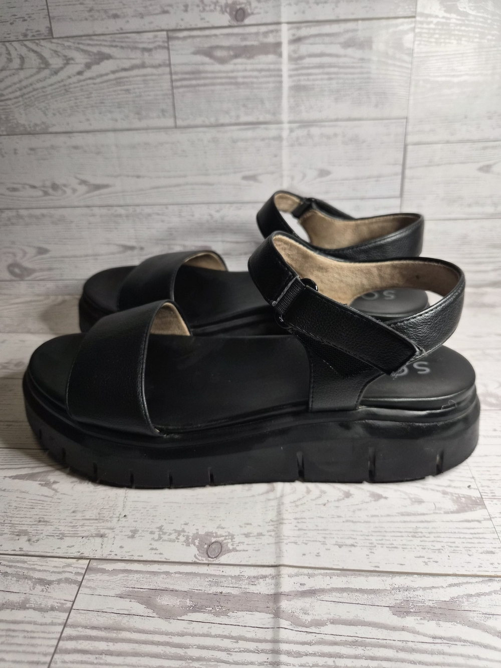 SOUL Naturalizer Poppy Black Chunky Platform Sandals with Ankle Strap - Picture 5 of 10